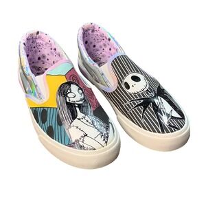 Tim Burton Nightmare Before Christmas Jack Skellington Sally Slip On Shoe Size 6